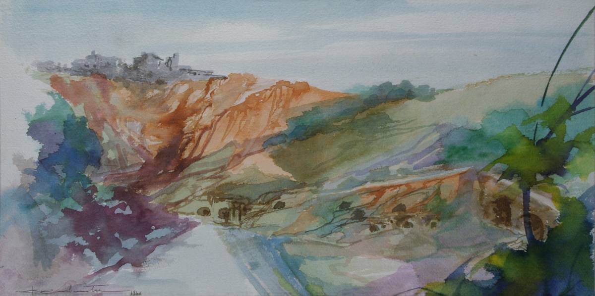 A 198 - Genzano vallone - acquerello su carta 45x23 - 1948 Giuseppe Pedota